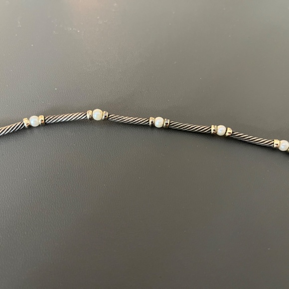 David Yurman Hampton 585 14K Gold 925 Sterling Silver Choker Pearl Necklace - Picture 6 of 10